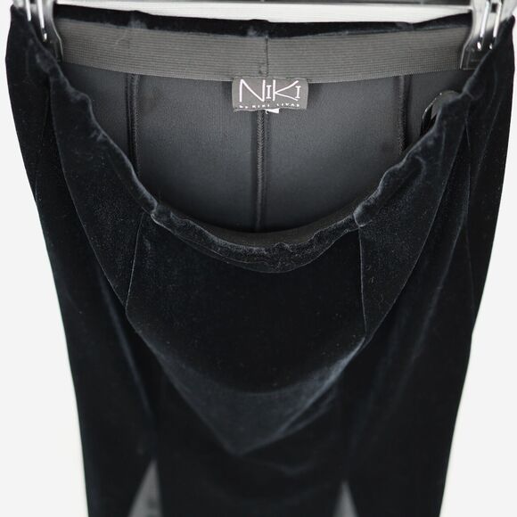 Niki Livas 2 Pc Dress Womens 4 Black Stretch Velvet Skirt and Top Elastic Waist - Picture 13 of 16
